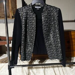 Peter Nygard Black and White Textured Blazer